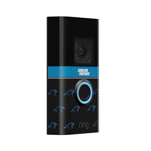 Image of All-New Limited Edition, Official NFL Faceplate for Ring Doorbells - Video Doorbell 3, Video Doorbell 3 Plus, Video Doorbell 4, Battery Doorbell Plus, and Battery Doorbell Pro | Carolina Panthers
