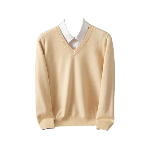 Men's Solid Classic V-Neck Sweater Cashmere Knitted Pullover Long Sleeve Warm Loose Jumper Top