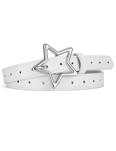 Kiench Girls Leather Belts with Star Buckle Kids Skinny Belts for Jeans Pants Dresses