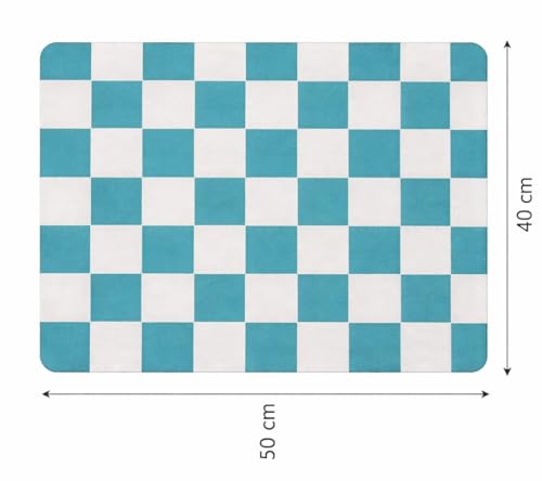 Image of HomeCloud Dish Drying Mat for Kitchen Counter Hide Stain Super Absorbent, Non-Slip, Heat-Resistant, Great for Dishes,Rack Pad, Kitchen Counter, Coffee Maker, Coffee Item (Chess Blue, 50x40cm)
