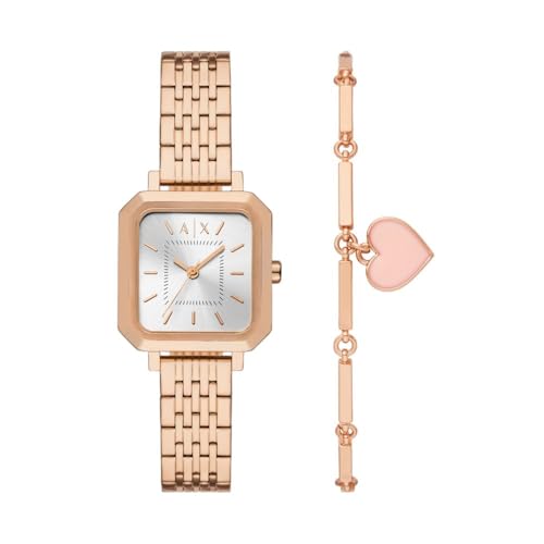 Image of Armani Exchange A|X Women's Watch, Square Three-Hand Stainless Steel Watch for Women
