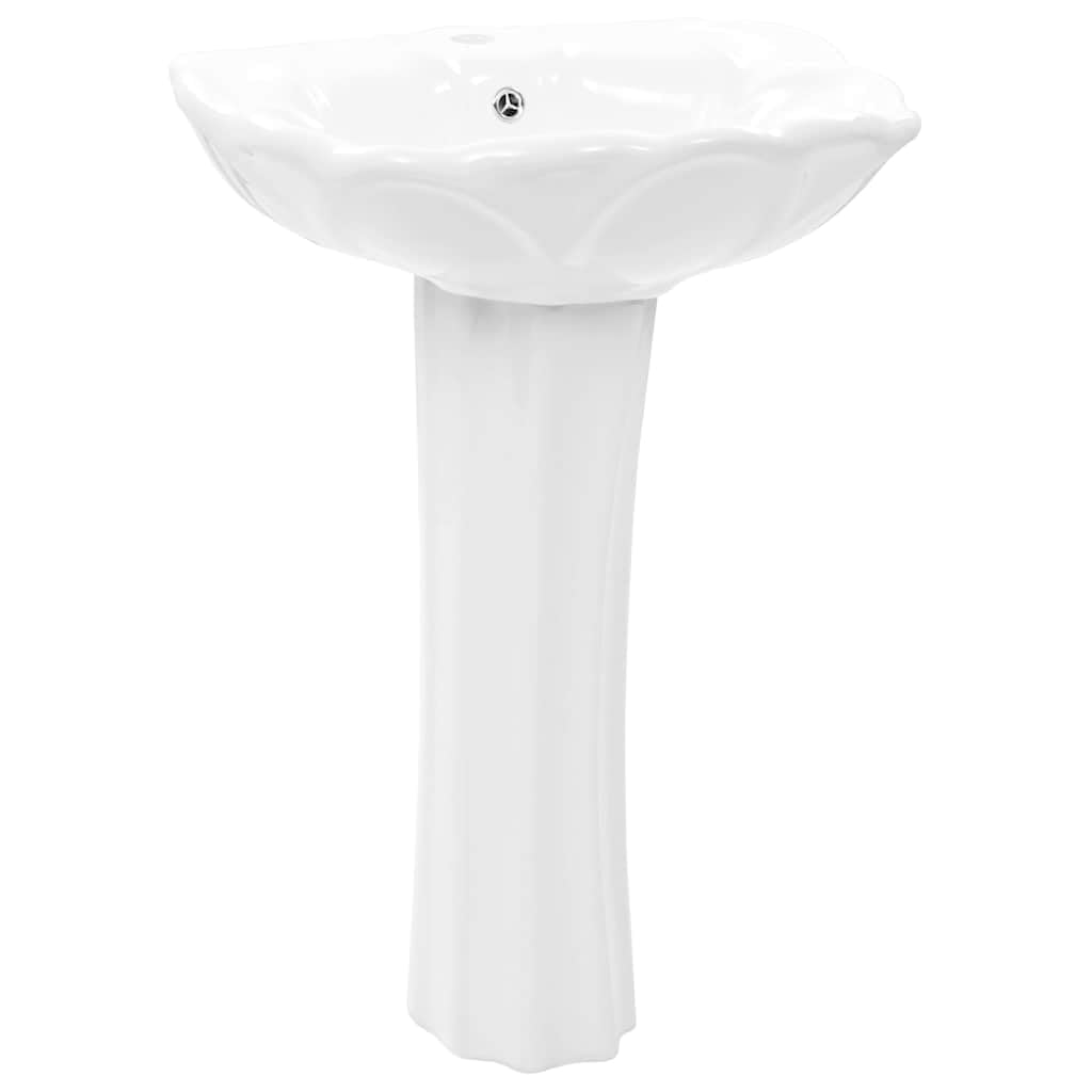 vidaXL Lavabo de Pie Cerámica Blanco 580x510x200 mm Muebles de Baño Grifería
