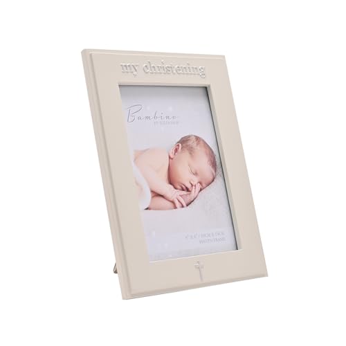 Bambino - Marco de fotos de resina "My Christening" de 4 x 6 pulgadas, marco de fotos para bebé, regalo de recuerdo independiente para bautizo, recién nacido, bebé niño o niña, decoración clásica para