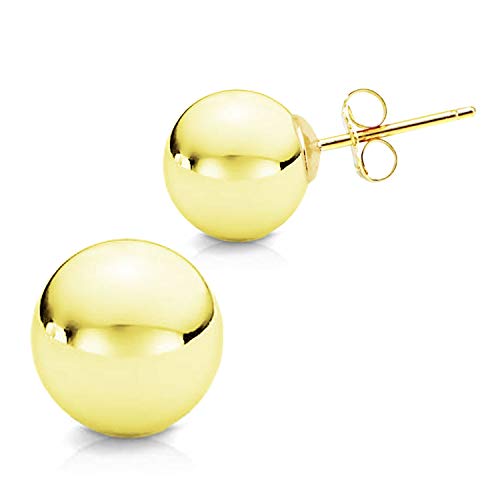 14K Solid Yellow Gold Minimalist Round Ball Butterfly Push-Back Stud Post Earrings, 2 MM (0.08 inch)