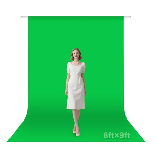 Qoolfoto Green Screen Backdrop, 6×9FT Photography Chromakey Greenscreen Background Sheet