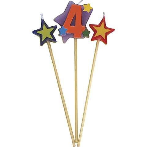 Conjunto de Velas de Cumpleaños Únicas con Estrellas y Número 4 Cover
