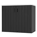 Mrosaa Large Outdoor Storage Box,Resin Sheds&Outdoor Storage Waterproof/Lockable,Outdoor Storage Cabinets for Balcony,Garage,Backyard (37Cu.ft-Black White)