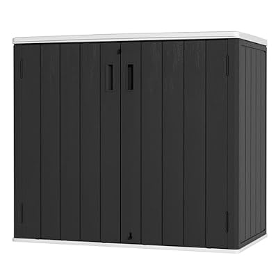 Mrosaa Large Outdoor Storage Box,Resin Sheds&Outdoor Storage Waterproof/Lockable,Outdoor Storage Cabinets for Balcony,Garage,Backyard (37Cu.ft-Black White)
