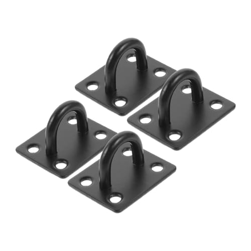 MOTHNUR 4 piezas Ganchos de Techo Acero Inoxidable Negro de Superficie Lisa Antirrayaduras Colgadores de Pared Resistentes para Hamacas y Cuadros Montaje Seguro y Práctico