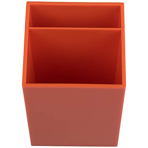 Image of JAM PAPER Plastic Pen Holder - Orange - Desktop Pencil Cup Sold Individually