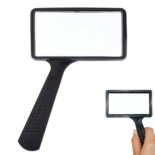 Loupe Lecture 10x avec Verre Rectangulaire HD, Loupe pour dmla Légère en Noir de 170g pour Seniors, Outil de Grossissement Confortable pour Lire et Les...