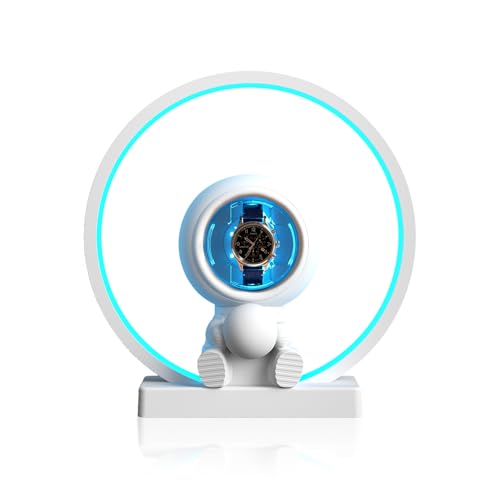 Creative and Unique Watch Winder Displays 2 Astronaut Design Single Watch Winder, Near Noiseless Operation,Self Winding Watch