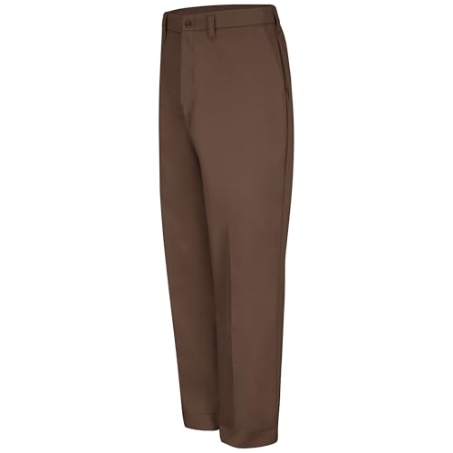 Red Kap Men's Red-E-Prest Work Pant - Wrinkle Free Workwear for Mechanics, Breathable and Durable, Front & Hip Pockets, Brown, 33W x 32L