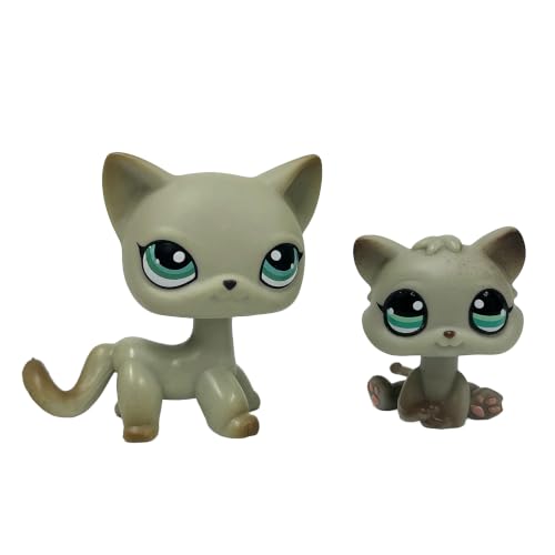 LPSCB 2pcs/Set Custom Pet Shop Toy Flocked Cat Collie Great Dane Cocker Spaniel Dachshund Dog with Baby Puppy Kitten OOAK (#391 and 391S)