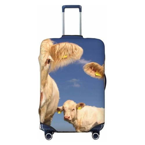 Cows Cattles Print Luggage Cover For Suitcase,Washable Elastic Travel Suitcase Protector With Zipper Closure And Bottom Buckle – Fits 18-32