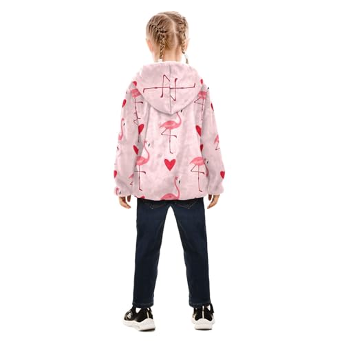 OTVEE Valentine Pink Flamingo Bird Kids Hoodie Jacket Fall Spring Full Zip Warm Outwear Coat4
