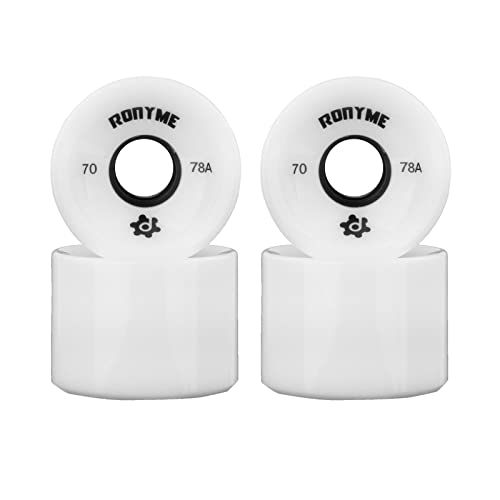 predolo 4pcs 70mm Longboard PU Sostituzione Ruota Skateboard 78A Durezza Ruote Cruising Wheel ABEC- Rivestimento Esterno, Bianca