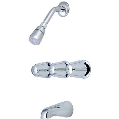 Olympia Faucets P-3210 Three Handle Tub/Shower Set, Chrome Finish