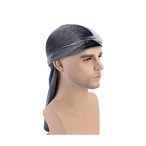 Camelliass 2pcs Velvet Durag for Men Women, Long Tail Durag Headwraps Cap Pirate Bandanas Turban for 360 Waves