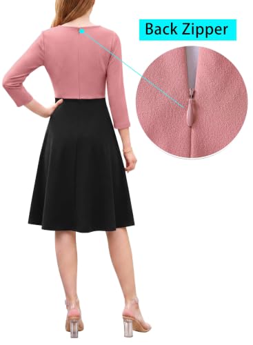 Image of VFSHOW Womens Front Zipper Work Business Casual Office Church A Line Dress