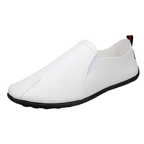 Mens Slip-on Flats Loafers Casual Shoes Casual Penny Driving Loafers Comfortable Leather Stitched Slip On Boat Shoes for Men