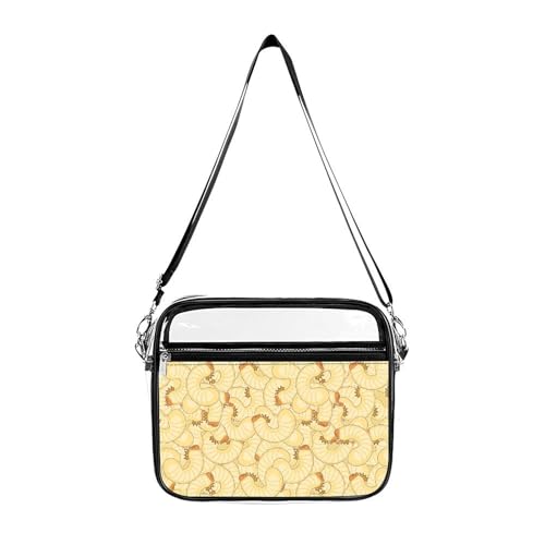 Maggot Beetle Larva Large Crossbody Bag Clear Stadium Bag Anti-Theft Side Shoulder Bags Messenger Bag with 2 Compartments