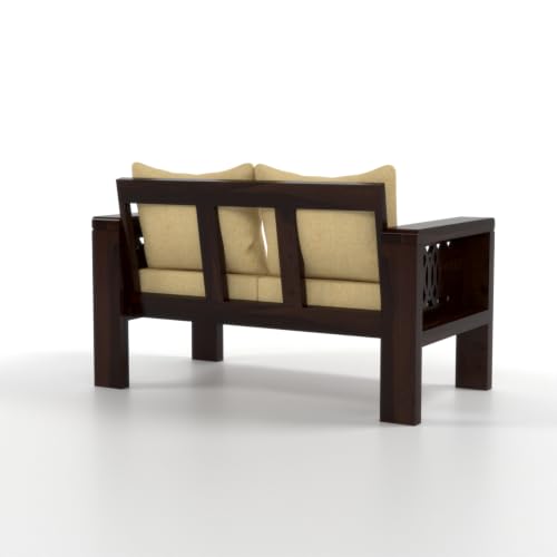 Image of NATRAJ ART & CRAFT Sheesham Wood 2 Seater Sofa Set for Living Room | Wooden Sofa Set for Living Room Furniture (2 Seater, Walnut Finish)
