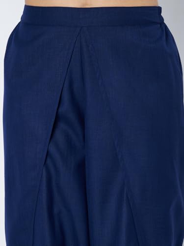 Image of 9rasa Women's Cotton Solid Harem Dhoti Pants for Casual FusionWear Workwear