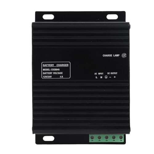 Cargador de batería de Grado Industrial 4A para Sistemas de Plomo ácido de 12 V y 24 V - Dispositivo de Carga Inteligente para generadores diésel - Entrada CA 80-275 V y Placa