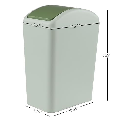 4.5 Gallon Trash Can with Swing Lid, Plastic Swing Top Trash Can (Green)