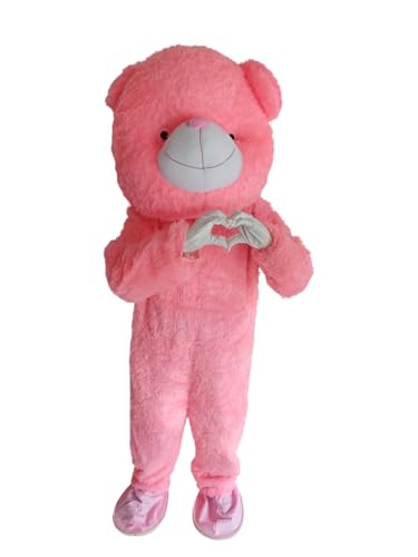 Image of BookMyCostume Plush Cute Pink Bear Cartoon Mascot Costume For Theme Birthday Party & Events | Adults | Full Size Adults