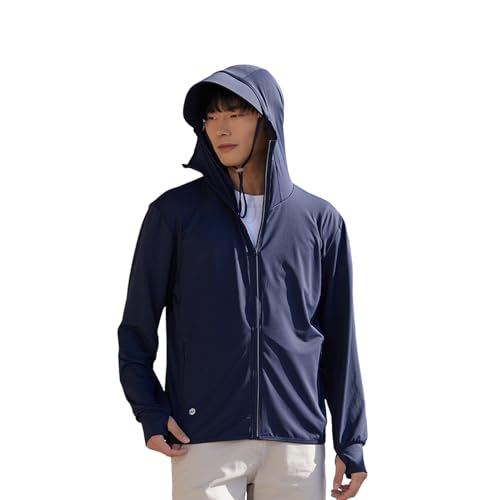 [Crusward] ラッシュガード メンズ レディース 夏服冷感 UVカットパーカー 長袖 大きいサイズ 広いつば ジップアップ 日焼け対策ウェア 軽量 無地 シンプル 速乾 通気性 上質 夏 海 水陸両用 旅行 出かける 通勤 ユニセックス カップル アウター (3XL, メンズ ネイビー)