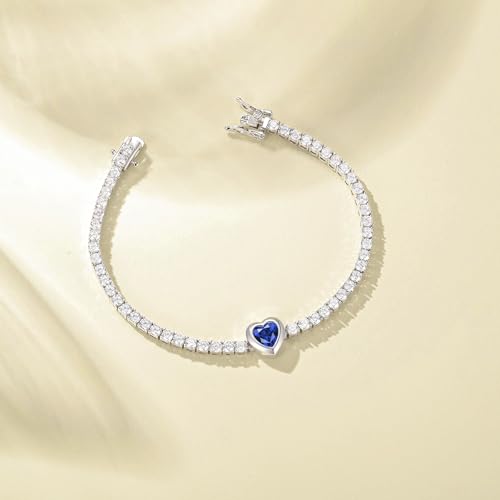 FANCIME 7mm Heart Birthstone Tennis Bracelet for Women Fine Jewelry Wedding Bridal Prom Birthday Gift for Women Her, Length 7 Inch2