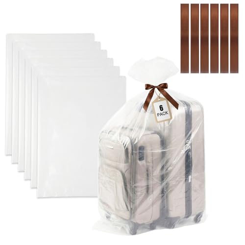 Volokitx 6 Pack 40x60 in Extra Large Clear Plastic Bags Large Plastic Storage Bags for Furniture Cover & Moving Protection for Luggage Suitcase Furniture Chair (Include 6 Ties)