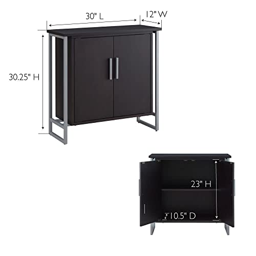 Image of Leick Home Talia Console Cabinet, 30 inch, Black, Nickel