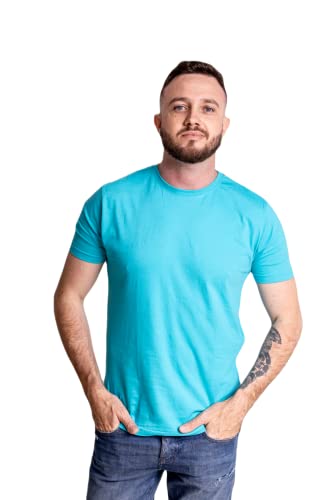 Kit 5 Camisetas Masculinas Slim Gola Algodão Premium Coloridas by ZAROC (G, VERDE/AZUL CELESTE/AMARE