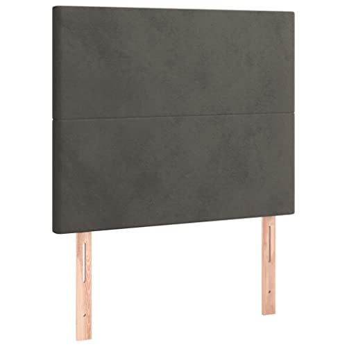 Sufrk Podkładka tapicerska i materac i LED ciemnoszara 90 x 200 cm welur, platforma tapicerska, podstawa łóżka z nogami