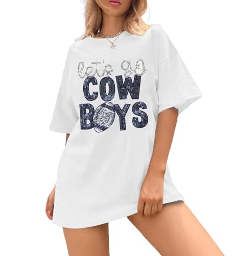 Womens Football Sequin Embroidery Shirts Oversized Vintage Game Day Tshirt Casual Football Season Short Sleeve Tops2