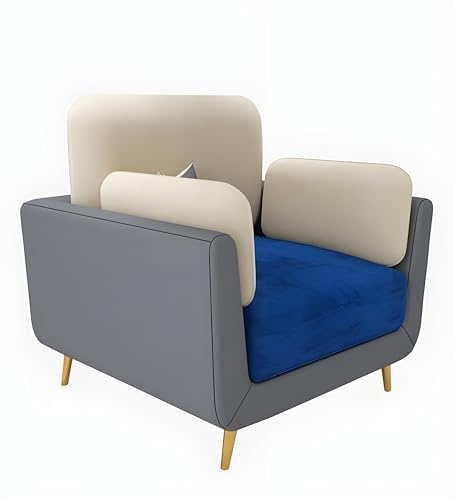 Image of Velvet Contemperory Sofa Couch with Cushion Chaise Lounge Sectiona Sofa Perfect for Living Room & Bedroom Guests Home & Office (One Seater Blue & Beige)
