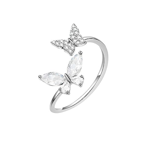 925 Sterling Silver Butterfly Ring Handmade Rings Dainty Adjustable Open Cuff Rings Jewelry Gifts for Women