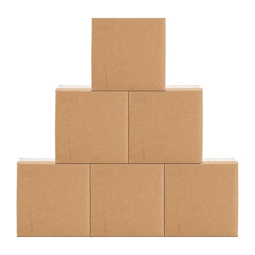 Image of Schliersee 5x5x5 Shipping Boxes Set of 6, Brown Kraft Corrugated Cardboard Square Boxes Mailers for Packaging