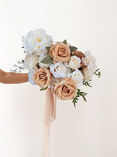 Facinoc Roses Artificial Flowers Nude Bouquet Box Set For Diy Wedding Centerpieces For Table Bridal Baby Shower Decorations Party Home Decor Indoor Outdoor Faux Silk Floral Arrangements #TOP2