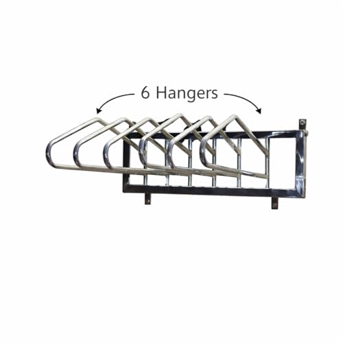 Image of P.M.P.S. Wall Mounted Lead Apron Rack - Stainless Steel Grade X-Ray Apron Hanger Stand with 6 Hooks & Fixing Fasteners for Hospital & Clinic Use I G-202