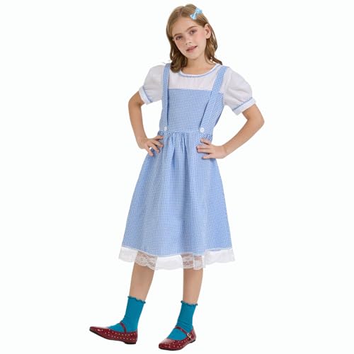 Disfraz completo clásico para niñas en azul y blanco miniatura 4