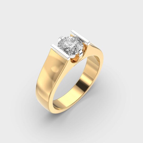 Bague moissanite argent 925 ronde plaqué or solitaire de luxe