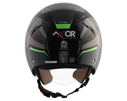 Image of Axor Striker Ultron ISI ECE DOT Certified Lightweight Open Face Dual Visor Helmet for Men and Women with Outer Clear Visor and Inner Smoke Sun Visor Black Grey(L)