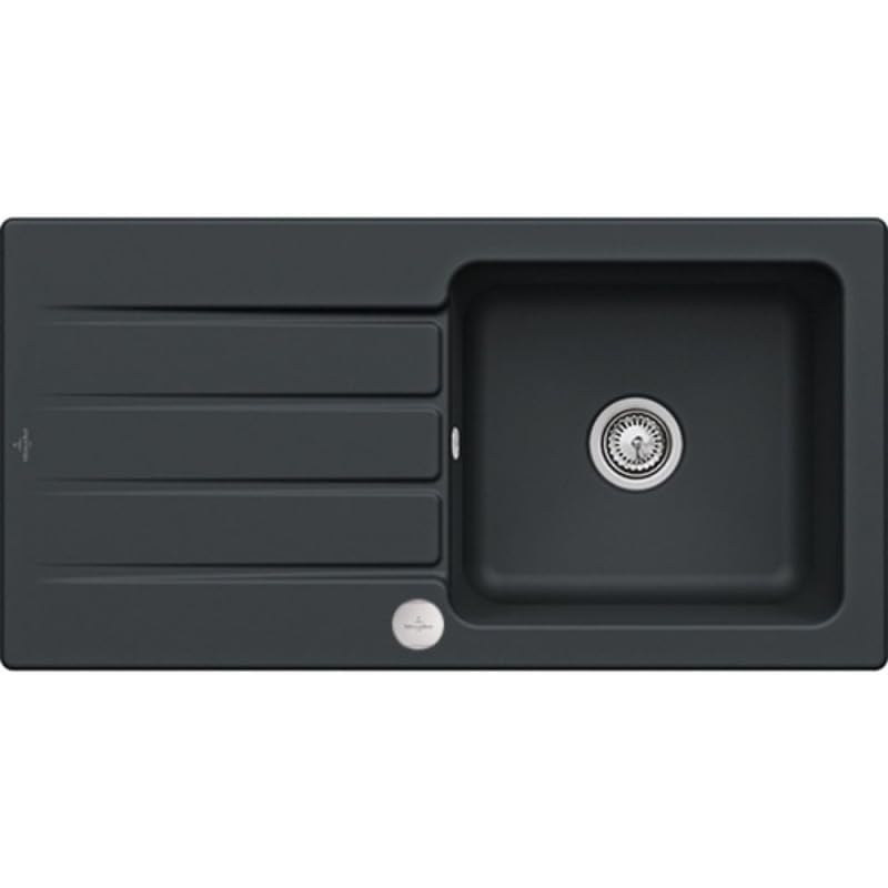 Evier 1 bac VILLEROY ET BOCH Architectura 60 Pure Black avec vidage automatique