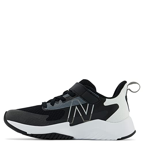 New Balance boys Rave V2 Hook and Loop Running Shoe, Black/White, 2 X-Wide Little Kid US3
