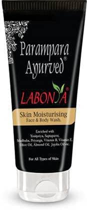 Parampara Ayurved Labonya Face & Body Wash | Herbal Skin Moisturizing Cleanser with Olive Oil, Almond Oil & Vitamin E | Hydrating Body Wash for Dry Skin & Radiant Glow For Men & Women | 75ml
