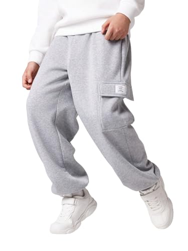 Boy's Wide Leg Cargo Baggy Sweatpants Casual Sports Jogges Long Trousers with Pockets